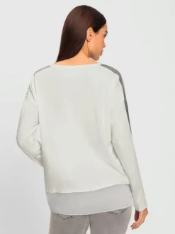 T-shirt à manches longues avec inscription et pierres brillantes
