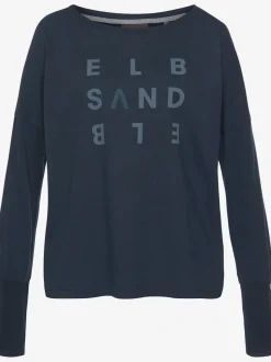 T-shirt à manches longues avec logo et bords-côtes