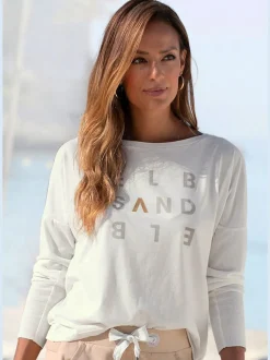 T-shirt à manches longues avec logo et bords-côtes