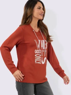T-shirt à manches longues avec lettrage et embellissements brillants