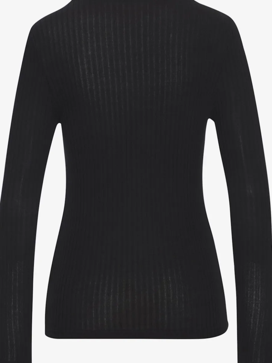 T-shirt à manches longues avec patte de boutonnage et boutons imitation corne