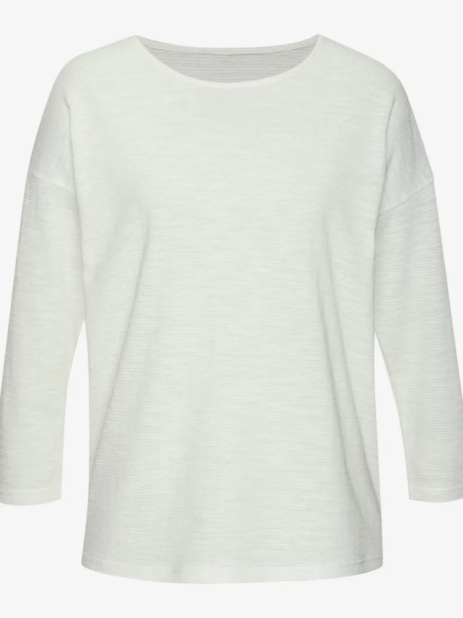 T-shirt manches longues à col rond en effet structuré
