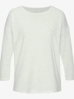 T-shirt manches longues à col rond en tricot structuré