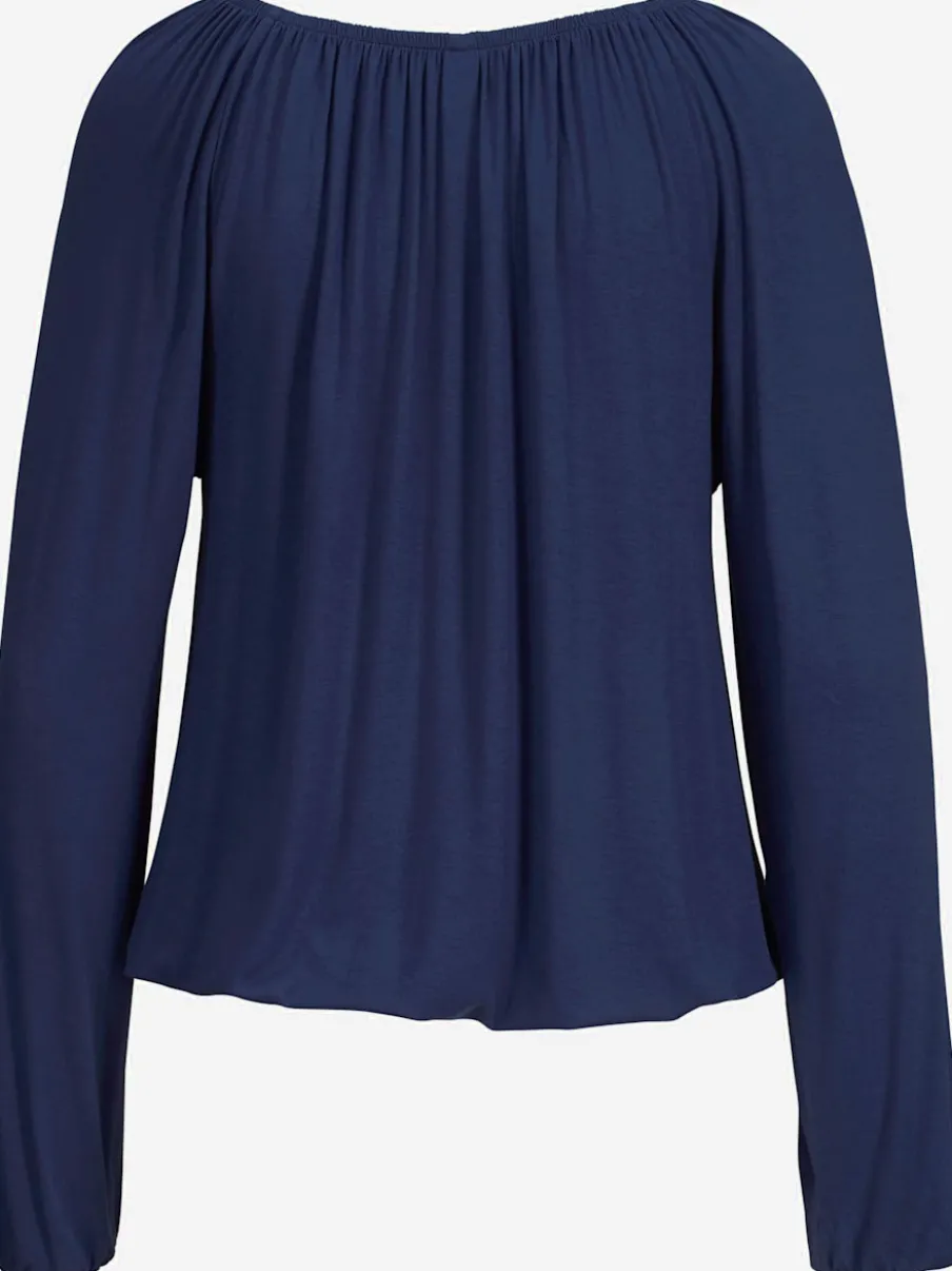 T-shirt manches longues à encolure élastiquée avec lien à nouer