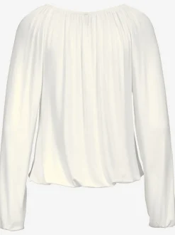 T-shirt manches longues à encolure élastiquée avec lien à nouer