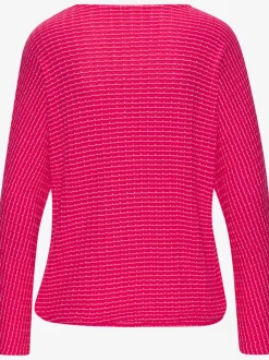 T-shirt manches longues à encolure ronde avec élastique à la taille