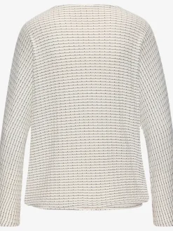 T-shirt manches longues à encolure ronde avec élastique à la taille