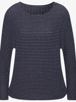 T-shirt manches longues à encolure ronde avec élastique à la taille