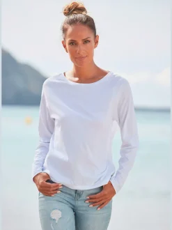 T-shirt à manches longues encolure ronde en coton doux