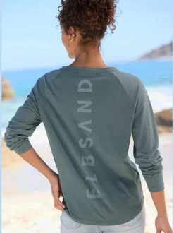 T-shirt à manches longues encolure ronde en coton doux