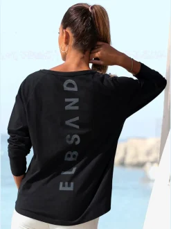T-shirt à manches longues encolure ronde en coton doux