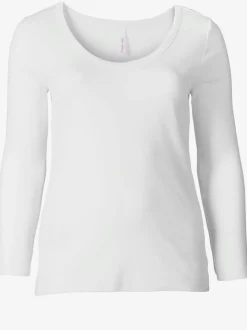 T-shirt à manches longues encolure ronde dégagée
