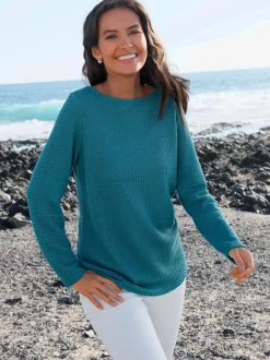 T-shirt à manches longues encolure en u féminine