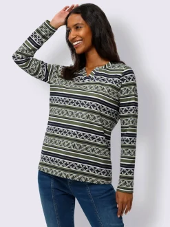 T-shirt à manches longues en coton avec motifs graphiques