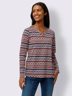 T-shirt à manches longues en coton avec motifs graphiques