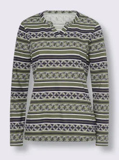 T-shirt à manches longues en coton avec motifs graphiques