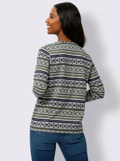 T-shirt à manches longues en coton avec motifs graphiques