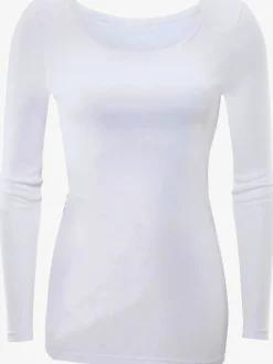 T-shirt manches longues en coton à col arrondi et ajusté
