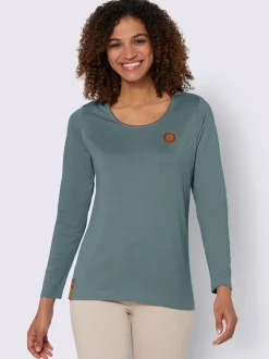 T-shirt à manches longues en jersey avec passepoils contrastés