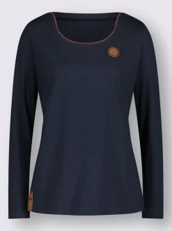 T-shirt à manches longues en jersey avec passepoils contrastés