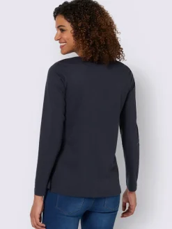 T-shirt à manches longues en jersey avec passepoils contrastés