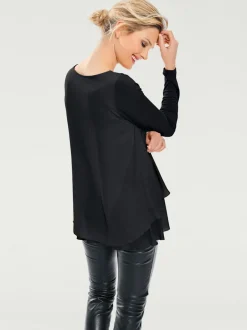 T-shirt à manches longues en mousseline transparente raffinée