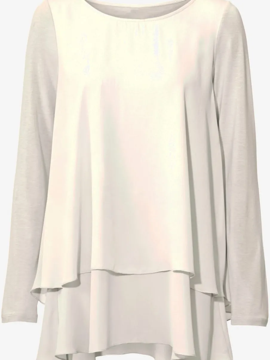 T-shirt à manches longues en mousseline transparente raffinée