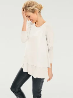 T-shirt à manches longues en mousseline transparente raffinée