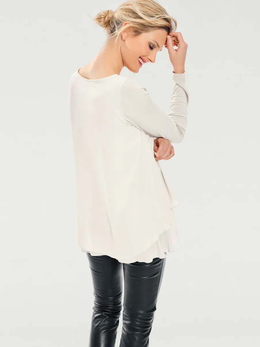 T-shirt à manches longues en mousseline transparente raffinée
