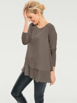 T-shirt à manches longues en mousseline transparente raffinée