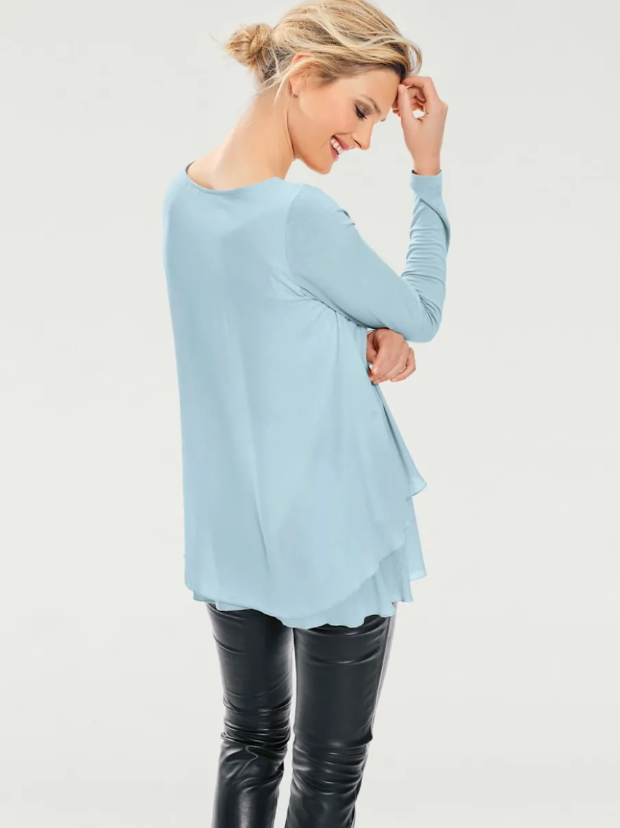 T-shirt à manches longues en mousseline transparente raffinée