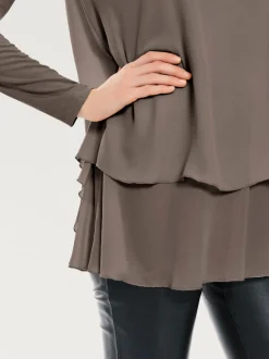 T-shirt à manches longues en mousseline transparente raffinée