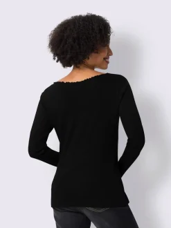 T-shirt à manches longues en tissu côtelé doux