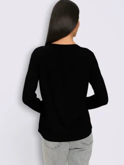 T-shirt à manches longues en viscose douce avec demi-patte de boutonnage