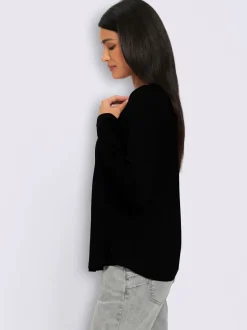 T-shirt à manches longues en viscose douce avec demi-patte de boutonnage