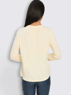T-shirt à manches longues en viscose douce avec demi-patte de boutonnage