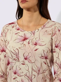 T-shirt à manches longues en viscose avec motif floral délicat