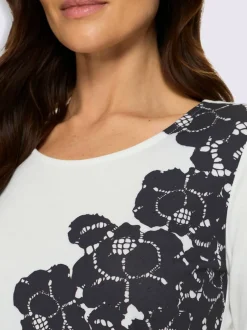 T-shirt à manches longues imprimé dentelle tendance