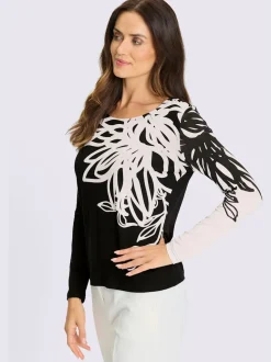 T-shirt à manches longues imprimé floral en matière fluide