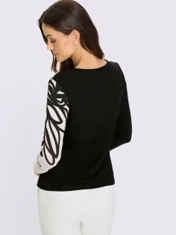 T-shirt à manches longues imprimé floral en matière fluide