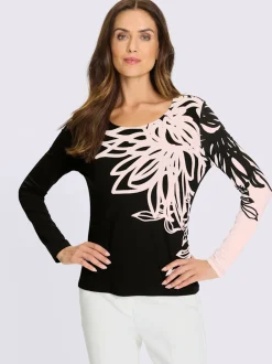T-shirt à manches longues imprimé floral en matière fluide
