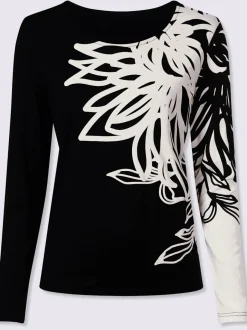 T-shirt à manches longues imprimé floral en matière fluide