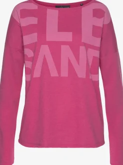 T-shirt manches longues large encolure avec logo imprimé