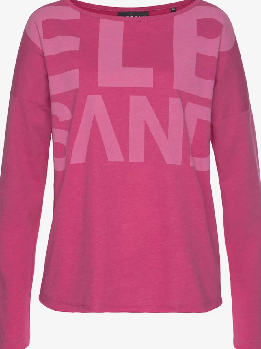 T-shirt manches longues large encolure avec logo imprimé