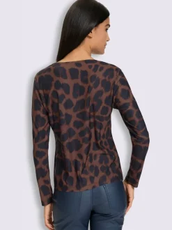 T-shirt à manches longues motif léopard tendance
