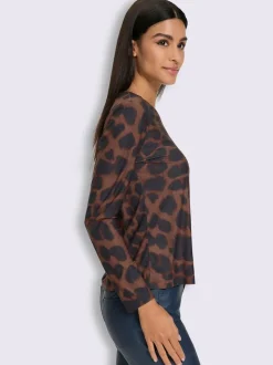 T-shirt à manches longues motif léopard tendance