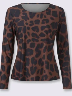 T-shirt à manches longues motif léopard tendance