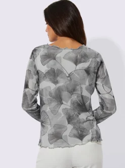T-shirt à manches longues motif feuilles de gingko
