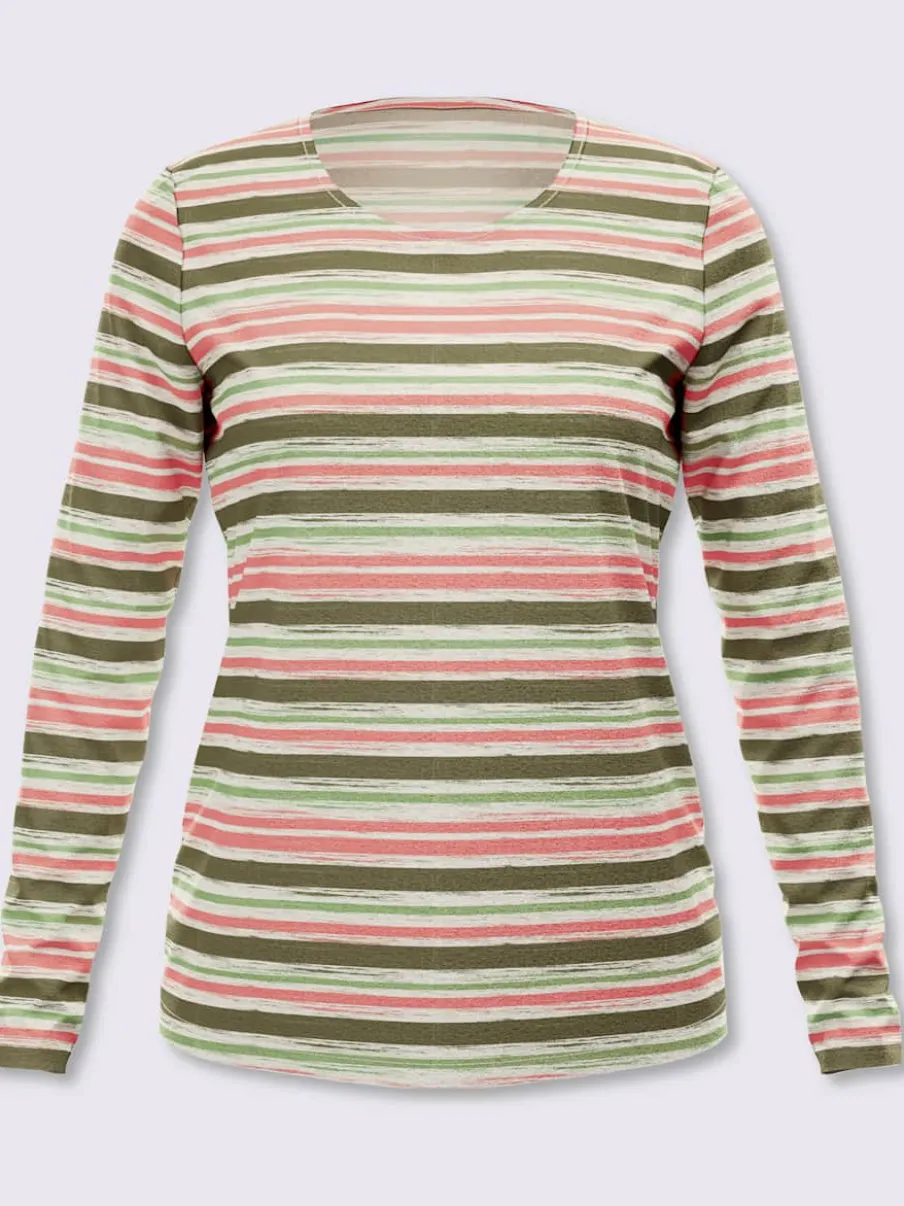 T-shirt à manches longues rayure imprimée