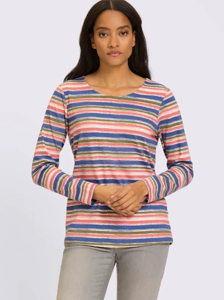 T-shirt à manches longues rayure imprimée